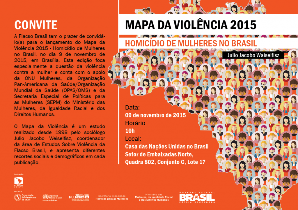 Aviso de pauta (9/11 10h   Brasília )  Lançamento Mapa da Violência sobre Homicídios de Mulheres/