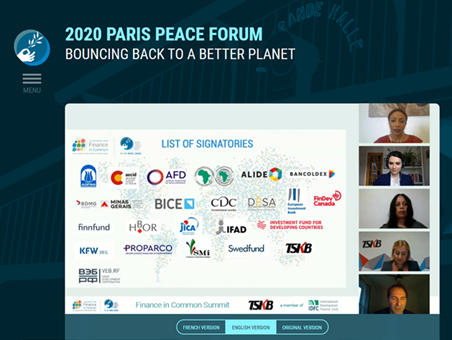 The Paris Peace Forum and the Finance in Common Summit emphasize the importance of Generation Equality in building back better from COVID-19